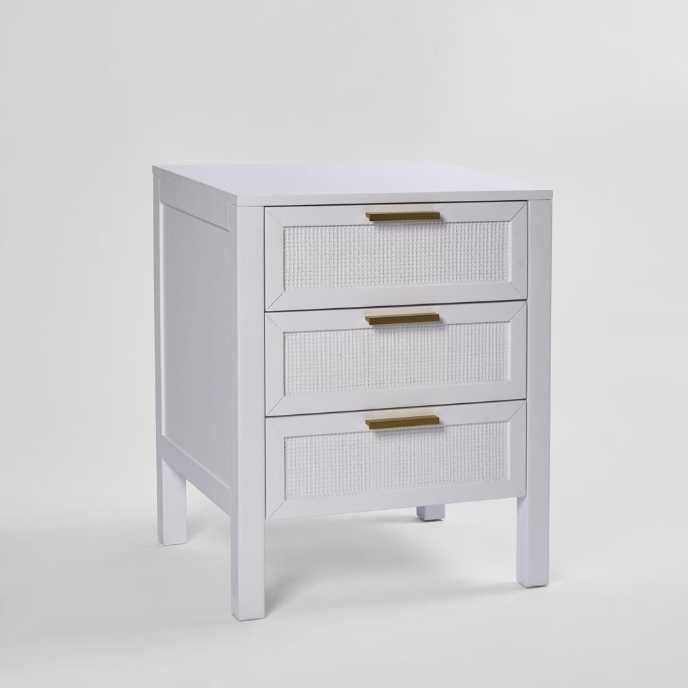 Santorini Bedside 3 Drawers - White