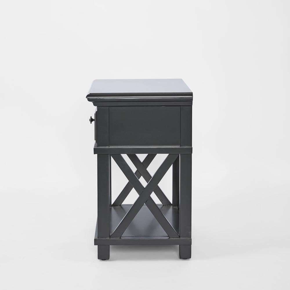 Sorrento Hamptons Bedside Table With Drawer - Black