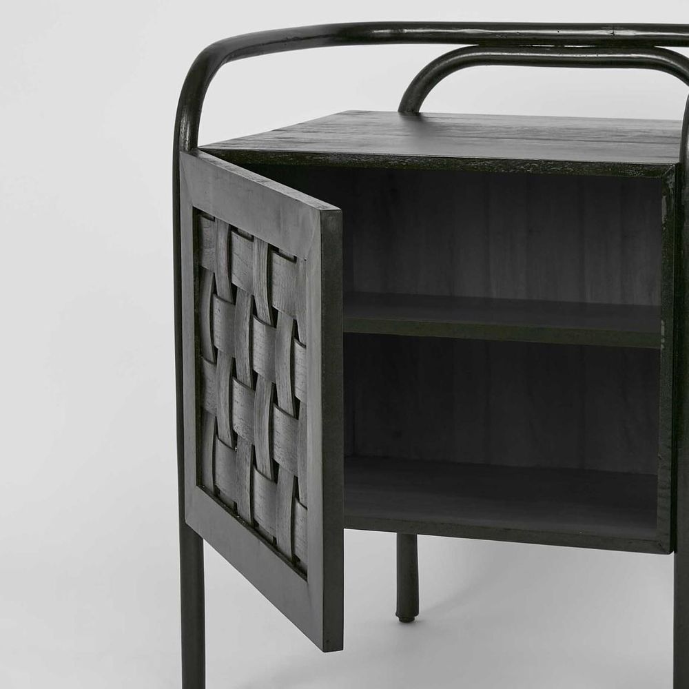 Weave Bedside Table - Black