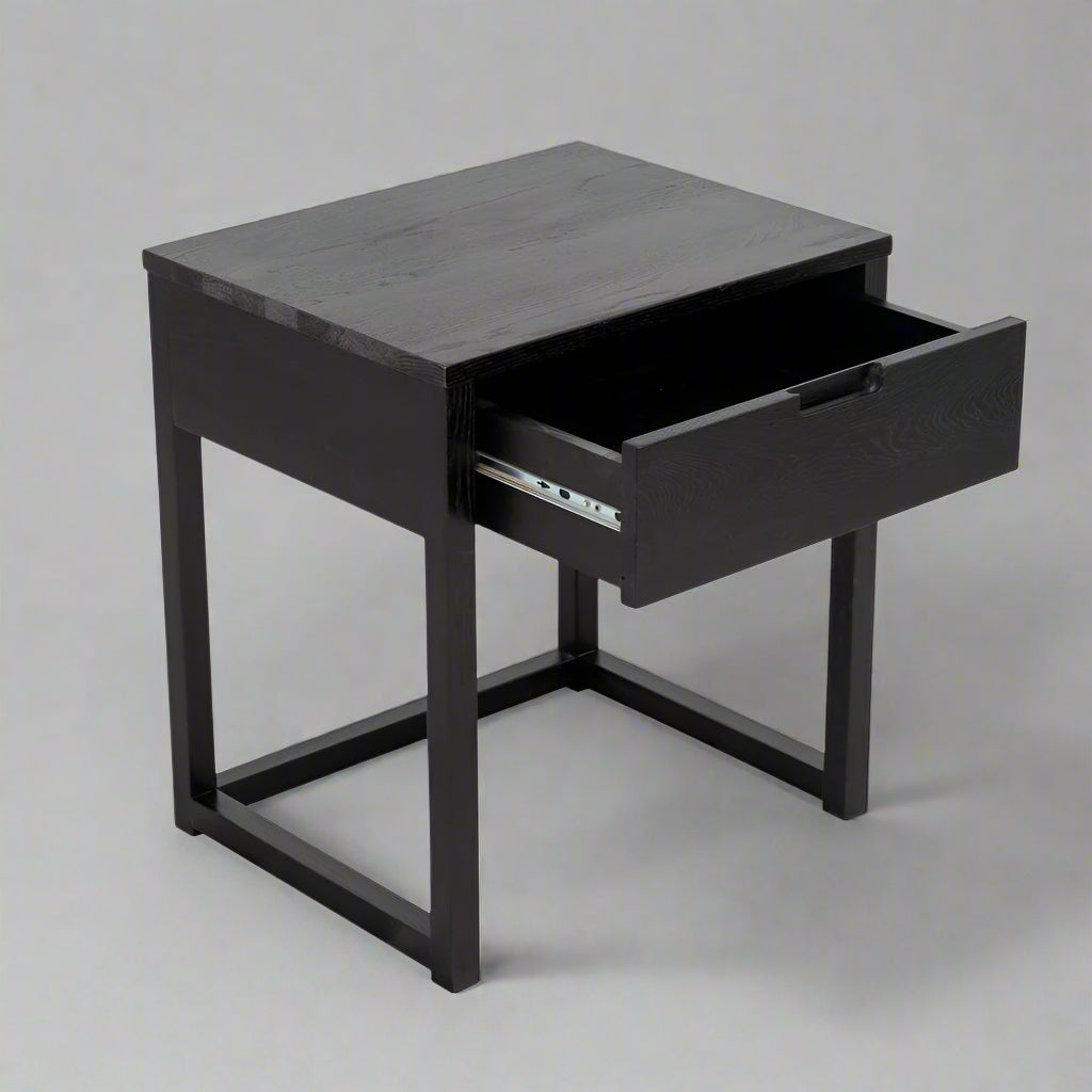 Oslo Oak Bedside Table - Black