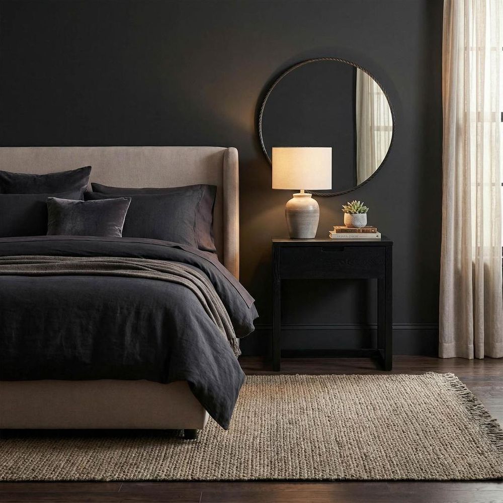 Oslo Oak Bedside Table - Black