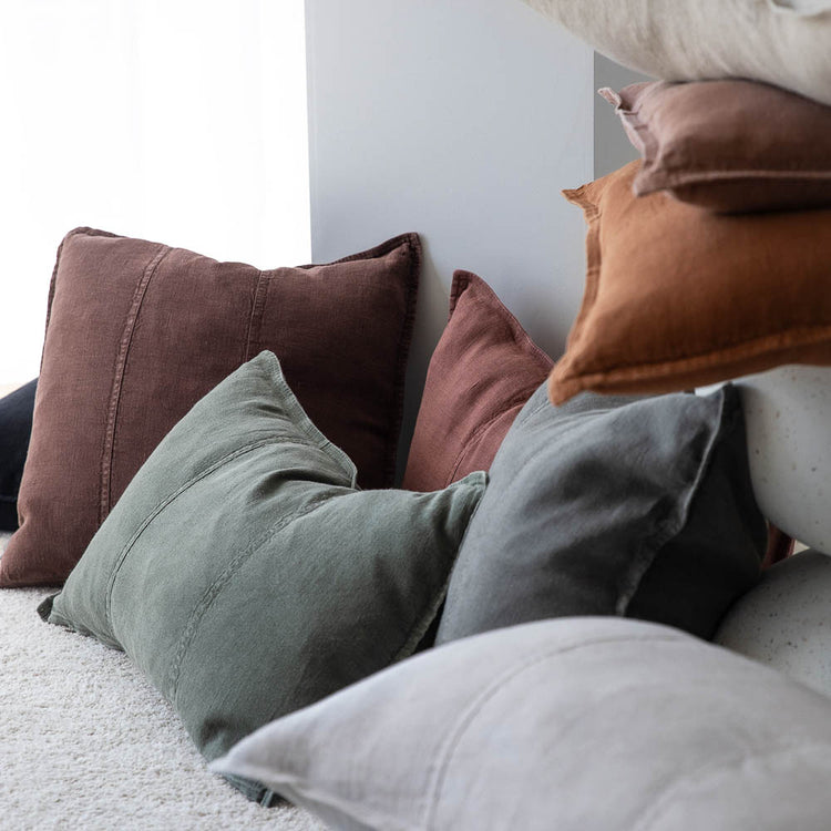 Luca Linen Cushion - Chocolate