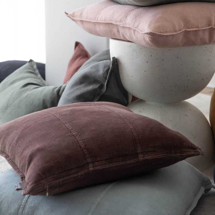 Luca Linen Cushion - Chocolate