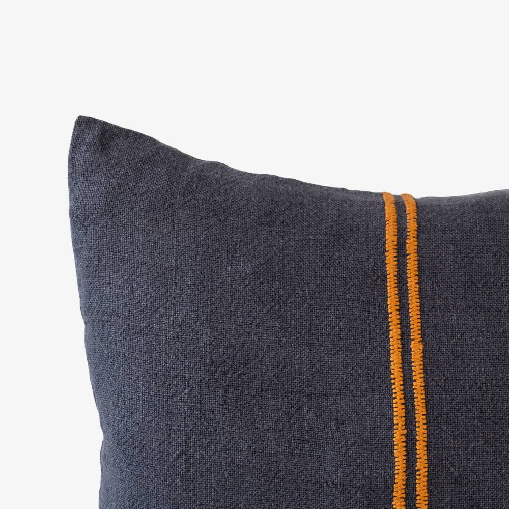 Orion Linen Cushion - Midnight / Mustard