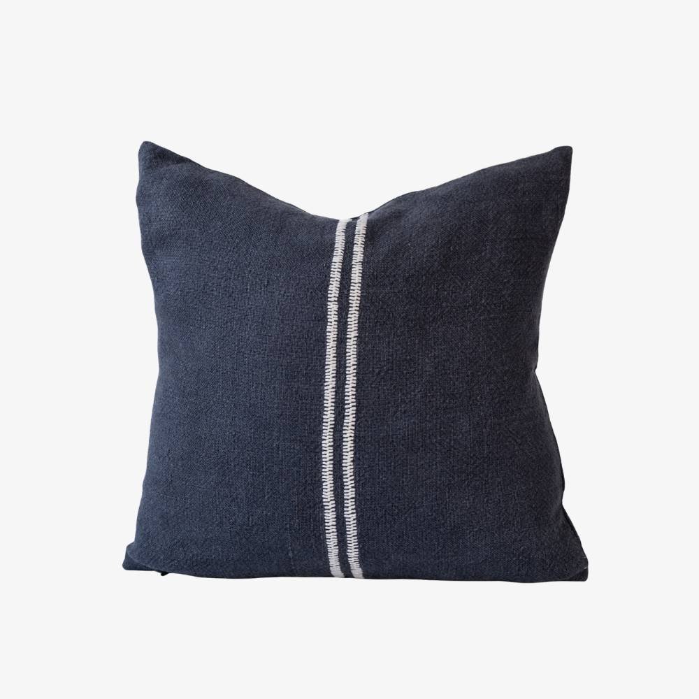 Orion Linen Cushion - Midnight/White