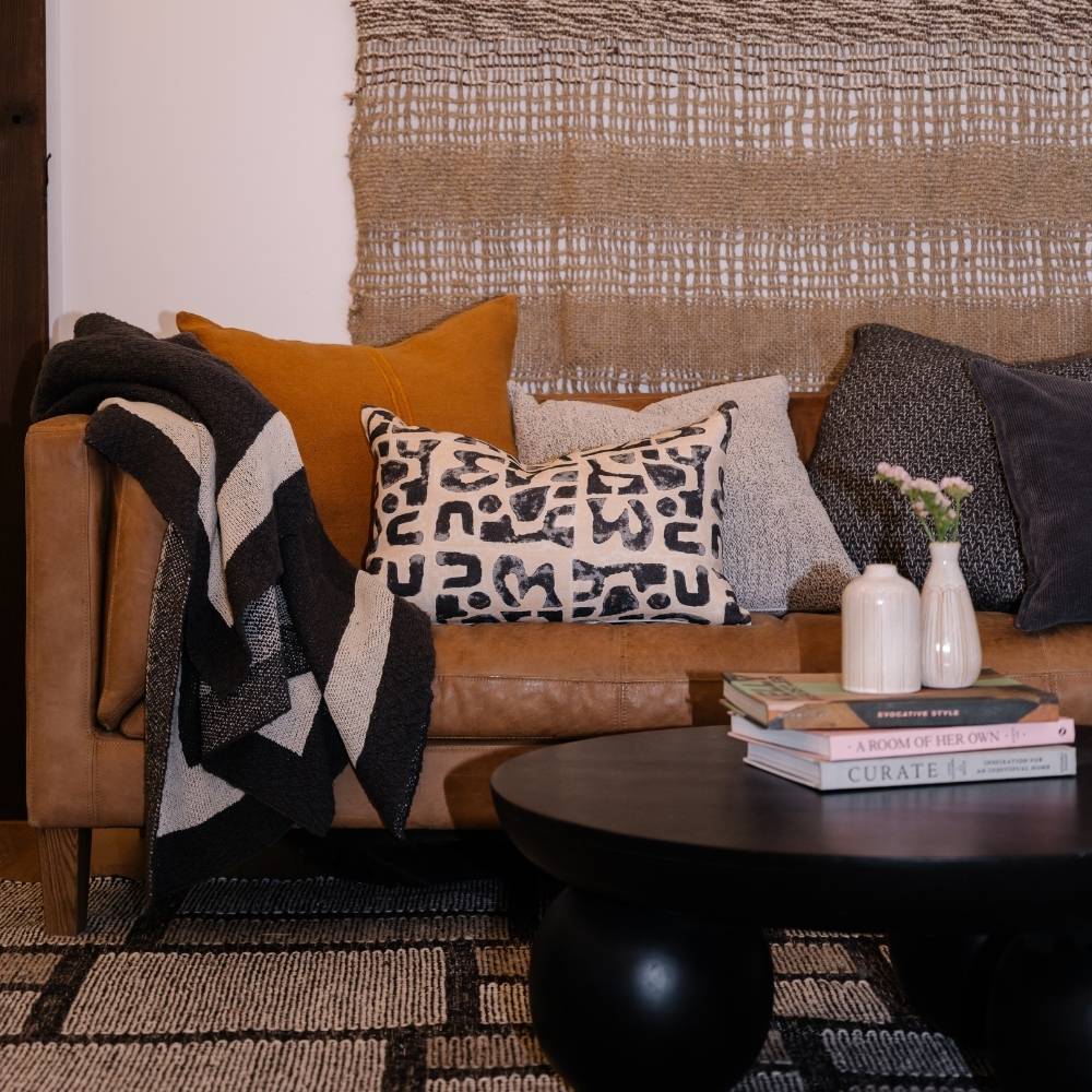 Zen Throw - Midnight with Off White Border