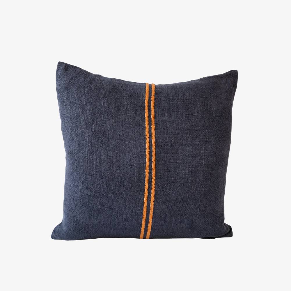 Orion Linen Cushion - Midnight / Mustard