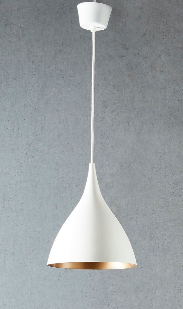 MacMillan Round Ceiling Pendant Small - White and Brass