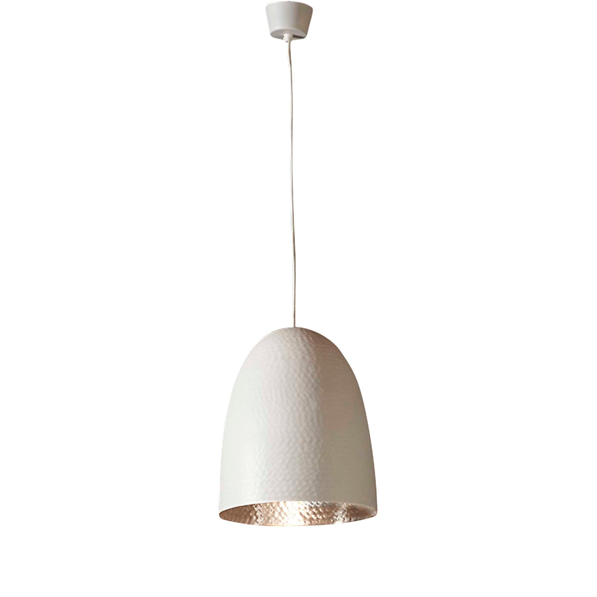 Dolce Beaten Ceiling Pendant - White/Silver