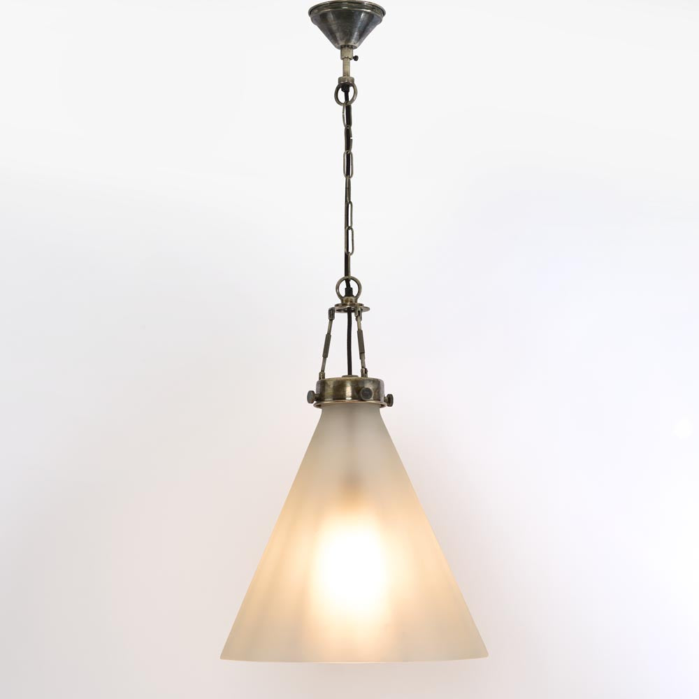 Gadsden Ceiling Pendant Large - Silver / Frosted Glass