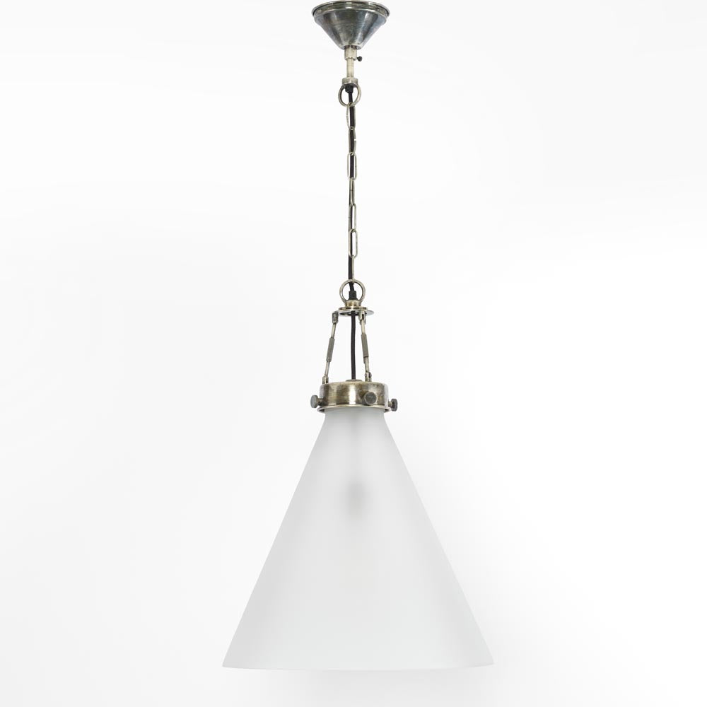 Gadsden Ceiling Pendant Large - Silver / Frosted Glass