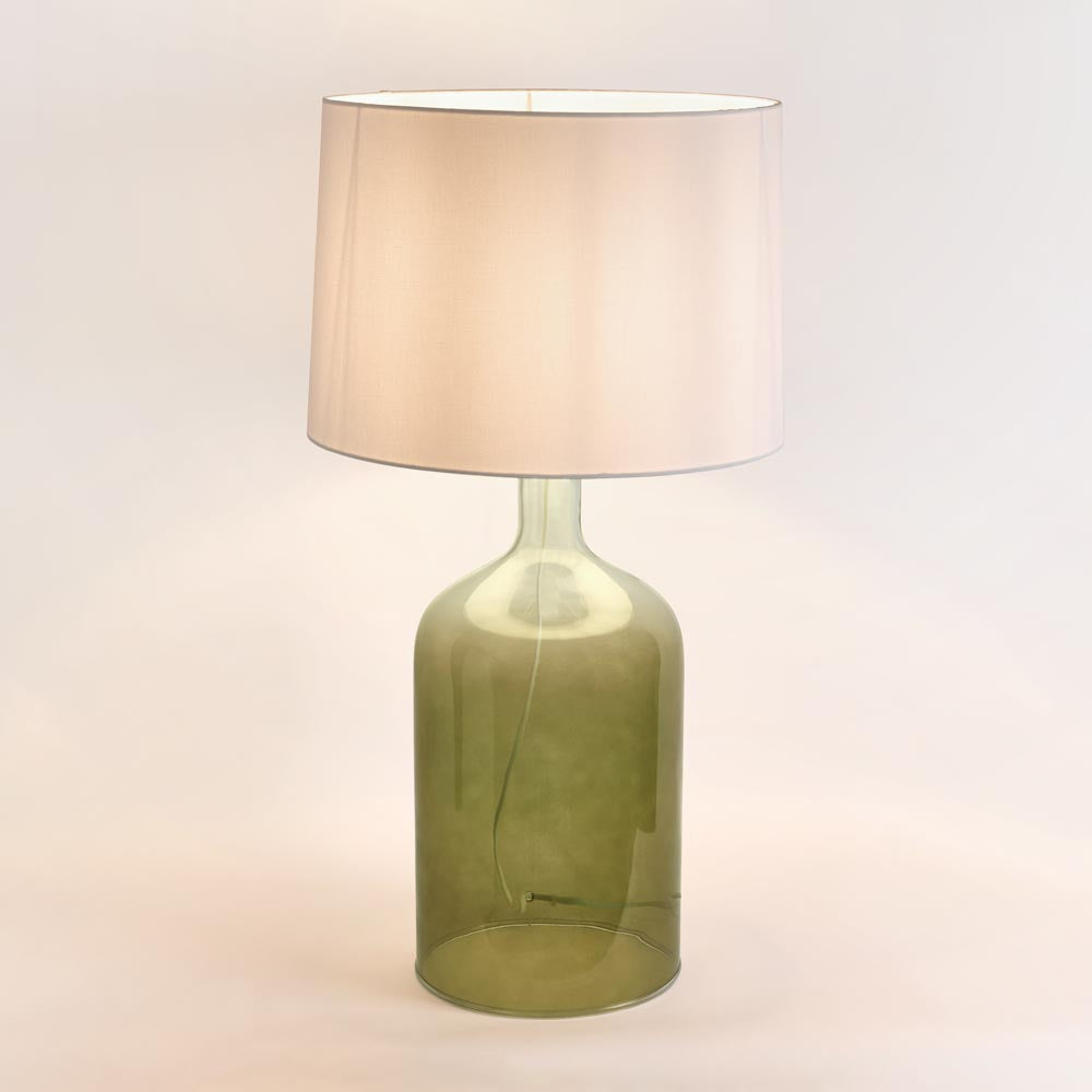 Henley Green Glass Table Lamp & White Shade