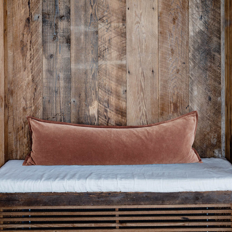 Evelyn Velvet Long Lumbar Cushion - Clay