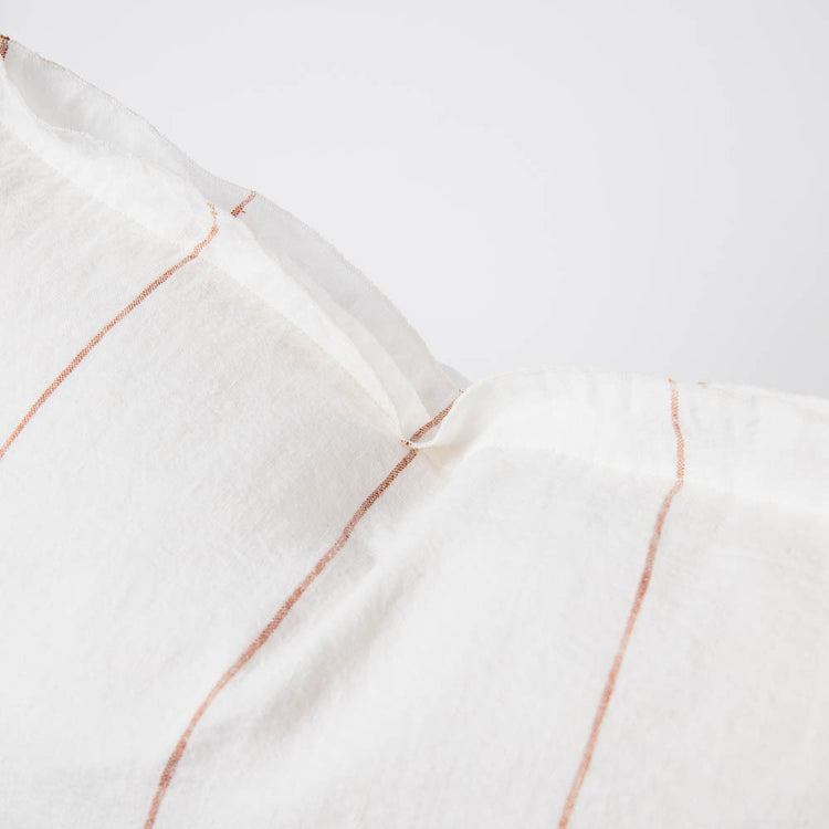 Carter Linen Cushion - Off White with Nutmeg Fine Stripe