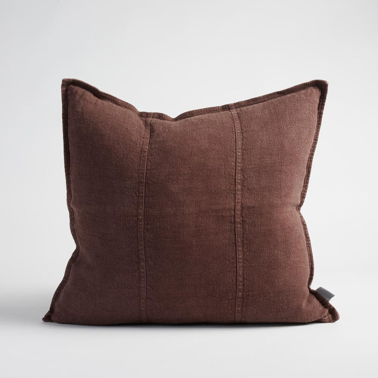 Luca Linen Cushion - Chocolate