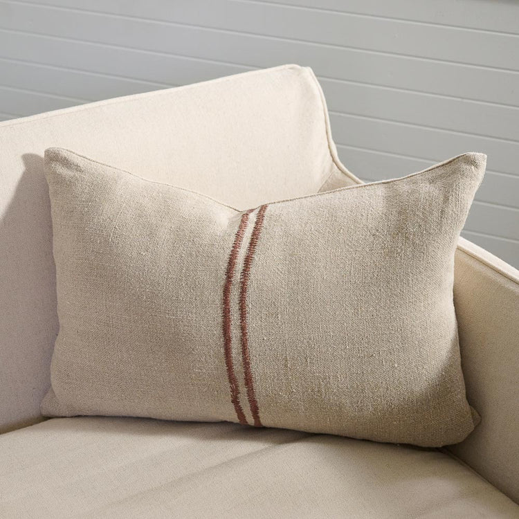 Orion Linen Cushion - Natural/Chocolate