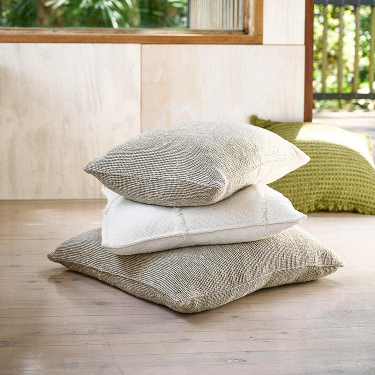 Verdure Linen Cushion - Natural/Green