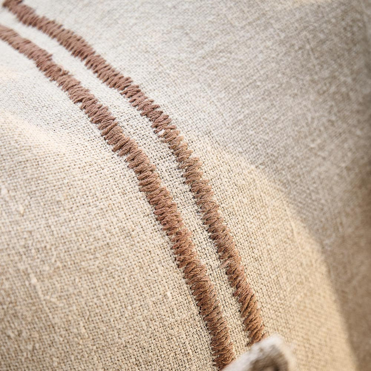 Orion Linen Cushion - Natural/Chocolate