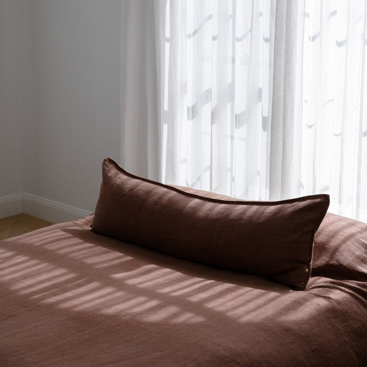 Luca Linen Long Lumbar Cushion - Clay