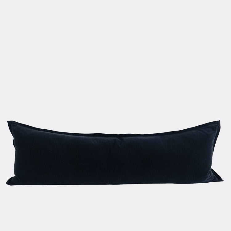 Evelyn Velvet Long Lumbar Cushion - Black