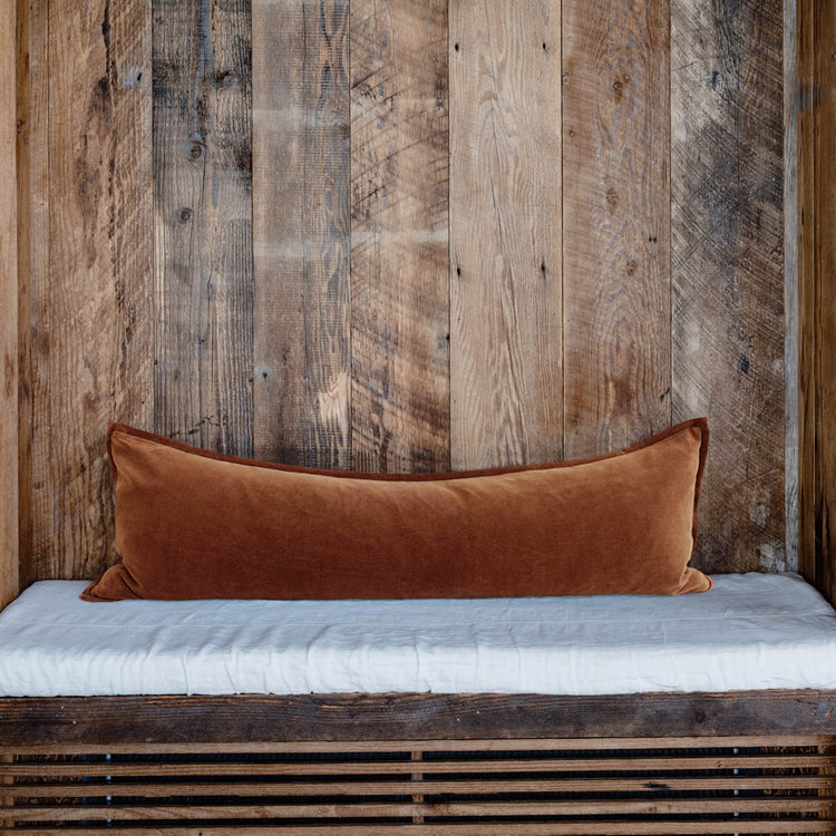 Evelyn Velvet Long Lumbar Cushion - Nutmeg