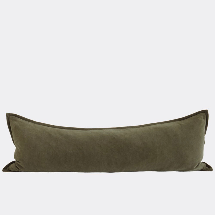 Evelyn Velvet Long Lumbar Cushion - Olive