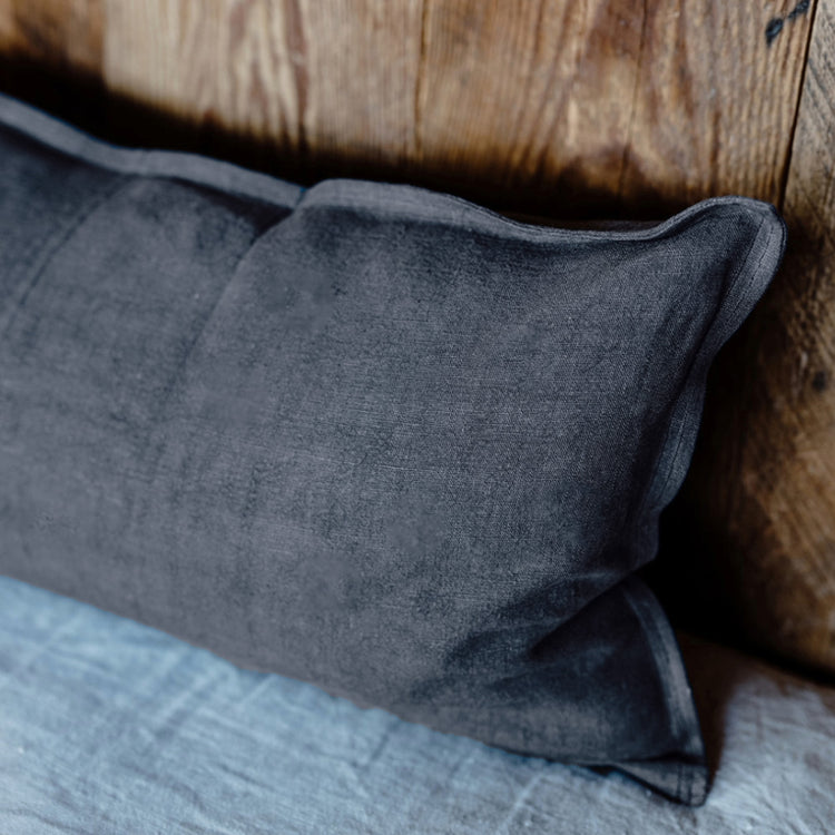 Luca Linen Long Lumbar Cushion - Midnight