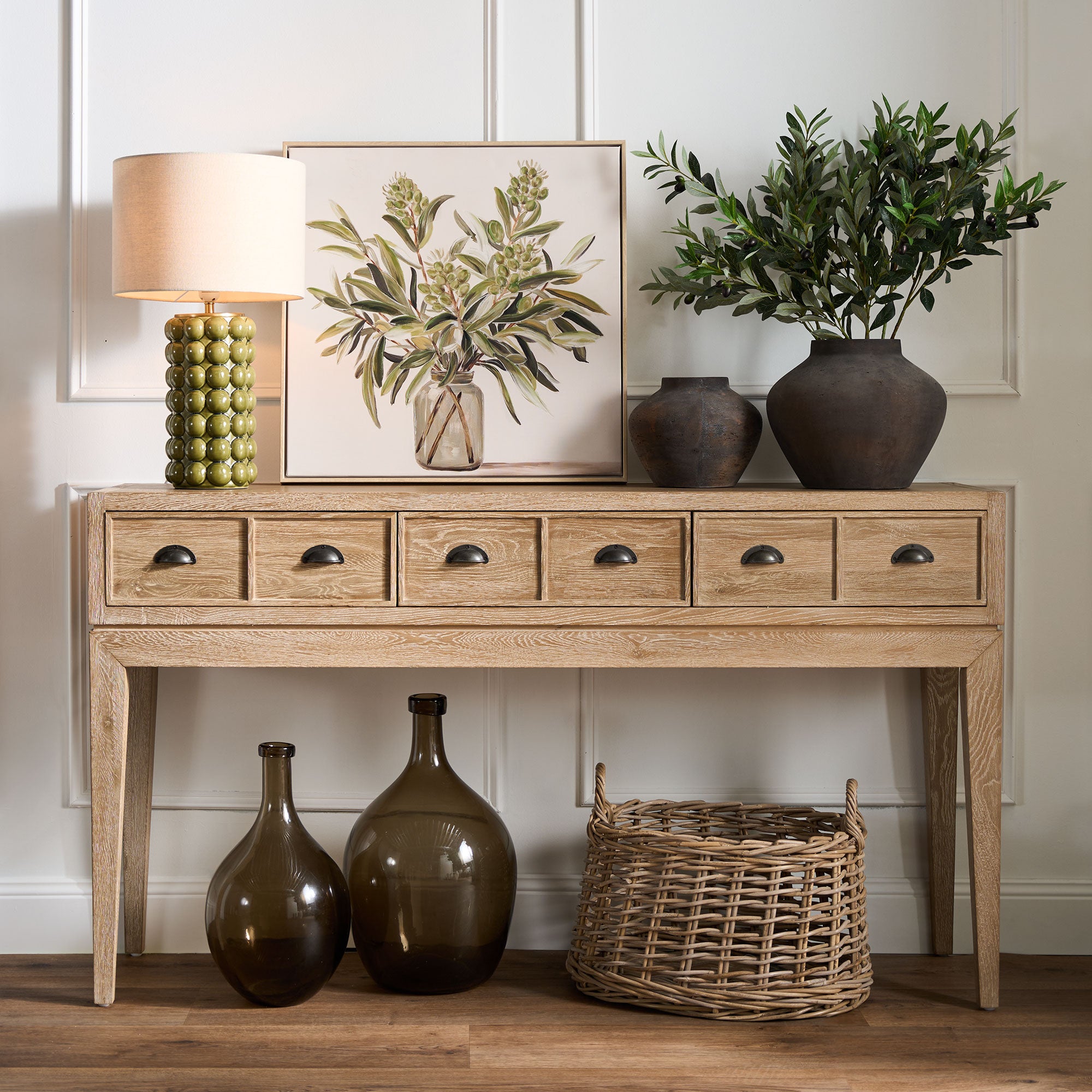 Columbus Oak 6 Drawer Console Table
