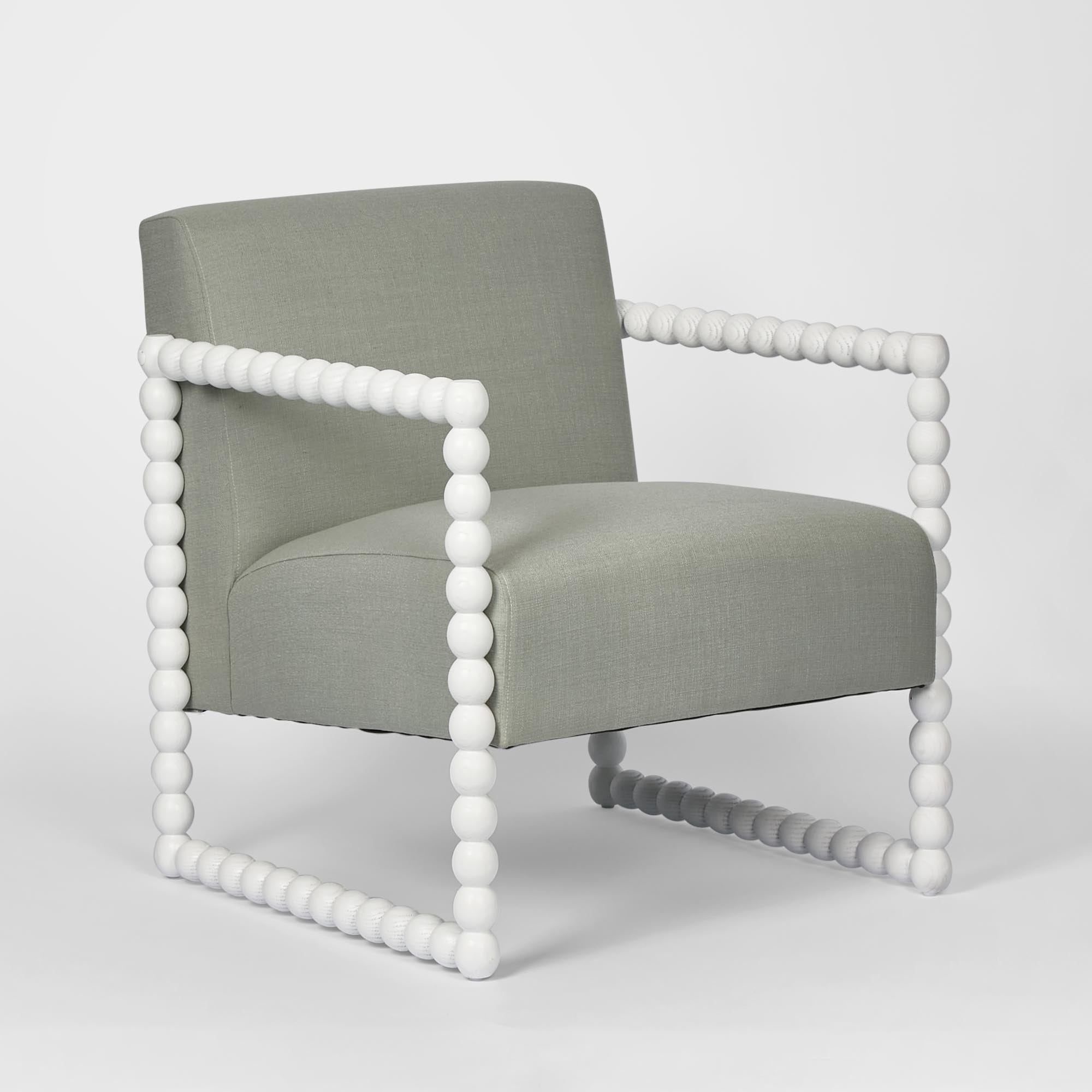 Bobbin Oak Arm Chair - White/Seafoam