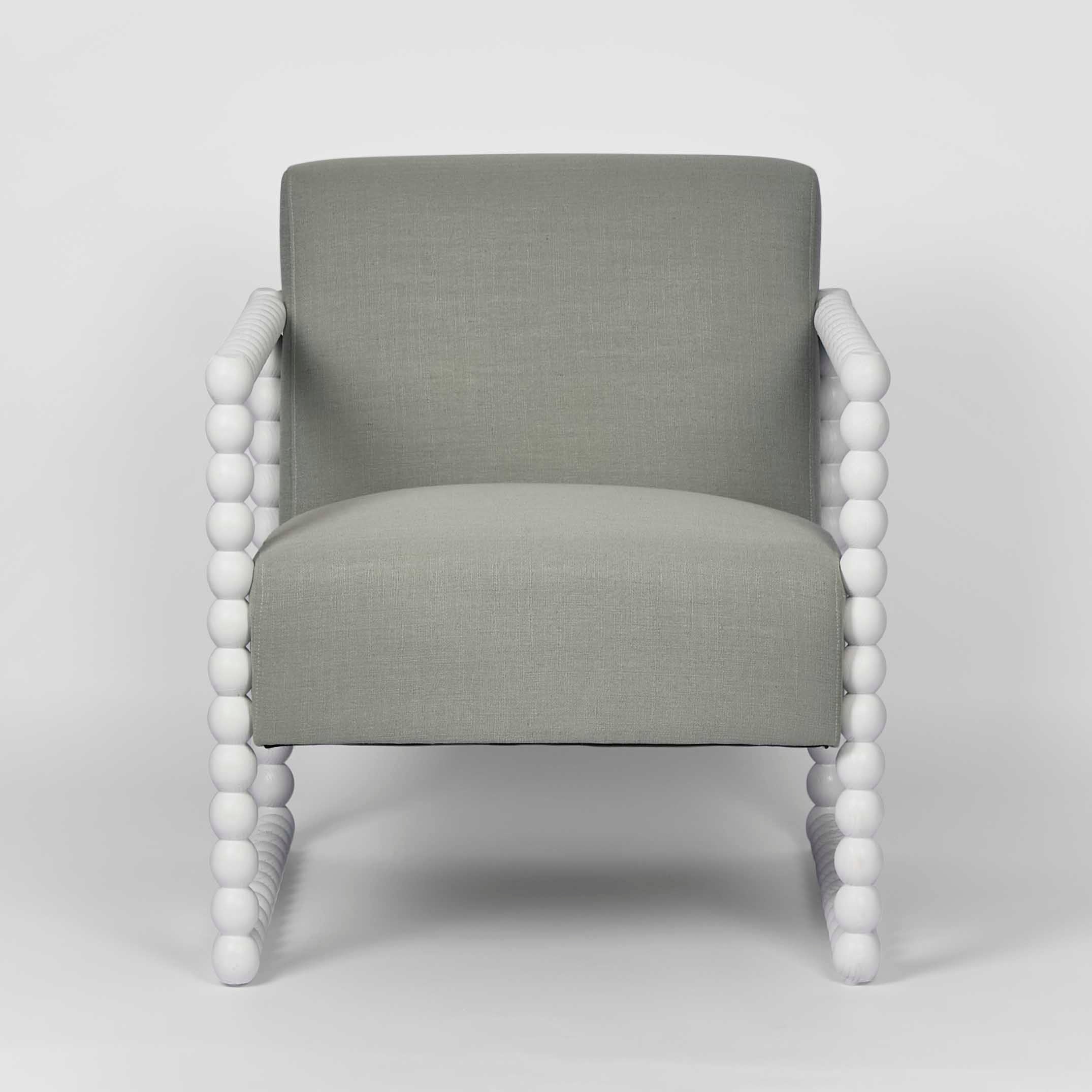 Bobbin Oak Arm Chair - White/Seafoam