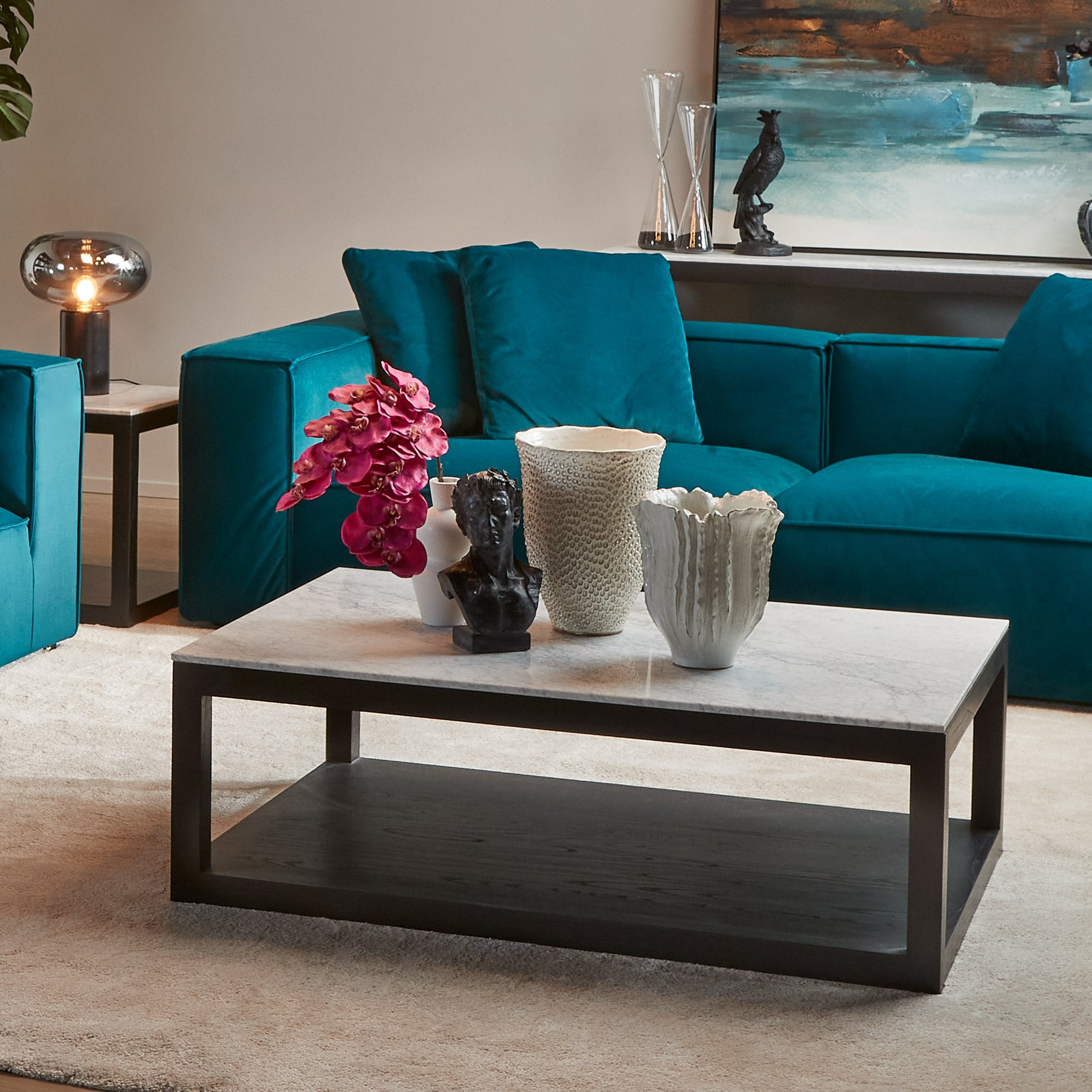 Denver Marble Top Coffee Table - Black