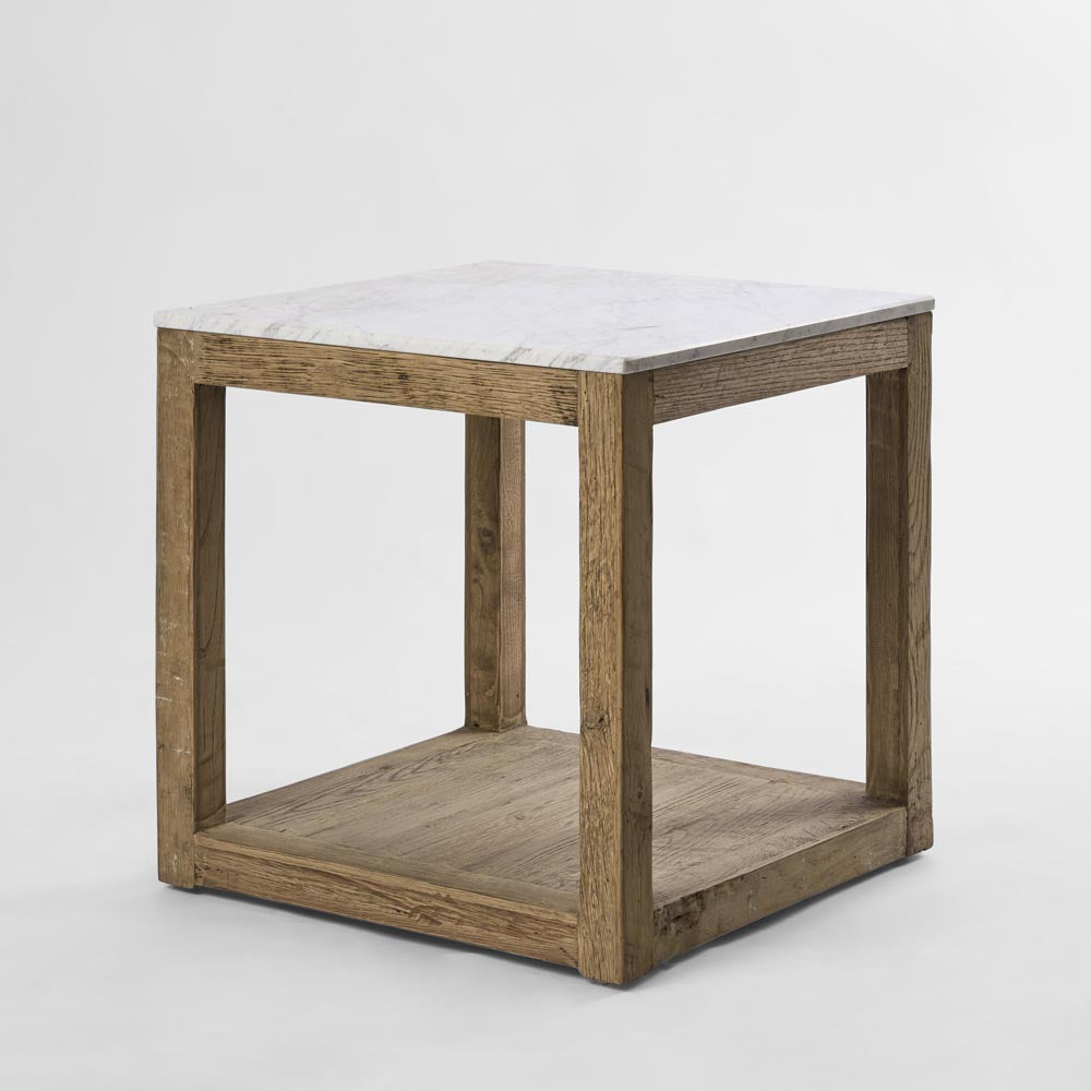 Denver Marble Top Side Table - White