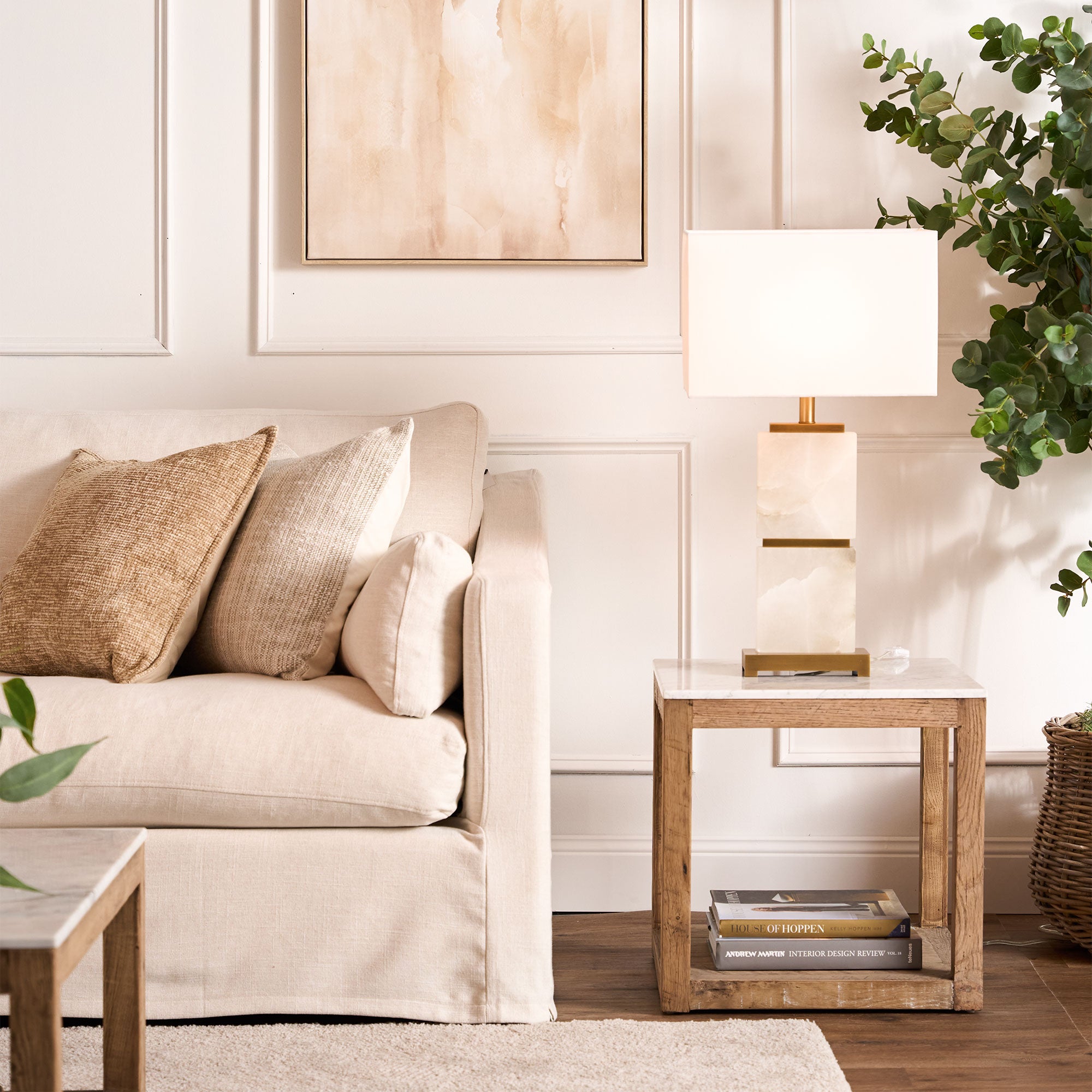 Denver Marble Top Side Table - White
