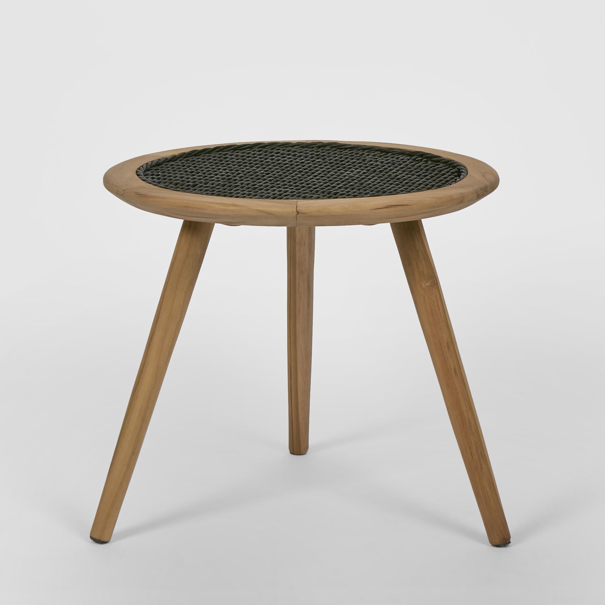 Cove Teak & Synthetic Outdoor Side Table -  Black