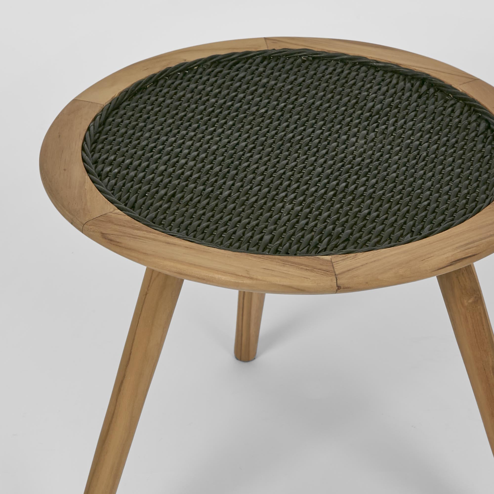 Cove Teak & Synthetic Outdoor Side Table -  Black