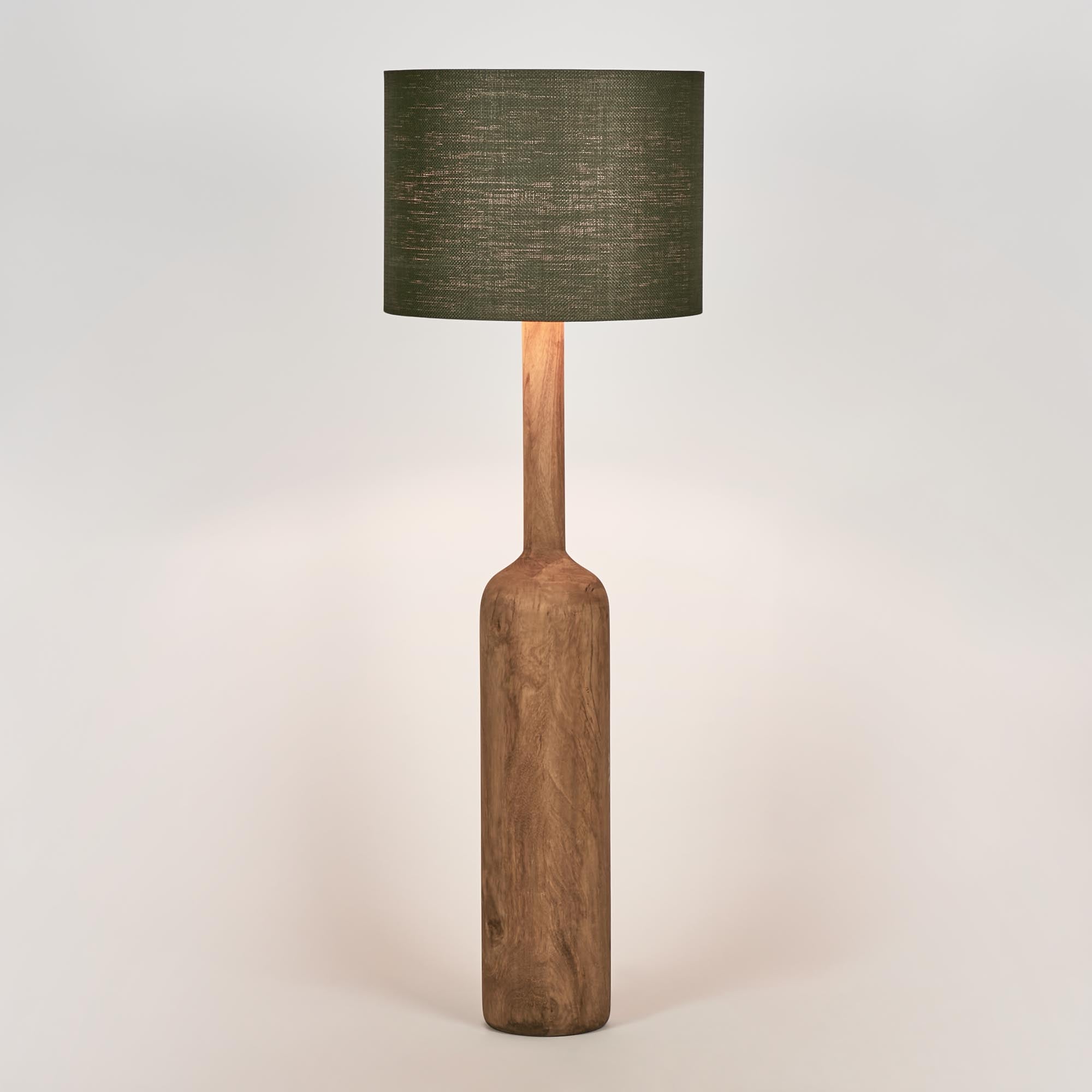 Flask Floor Lamp - Timber Base / Black Shade