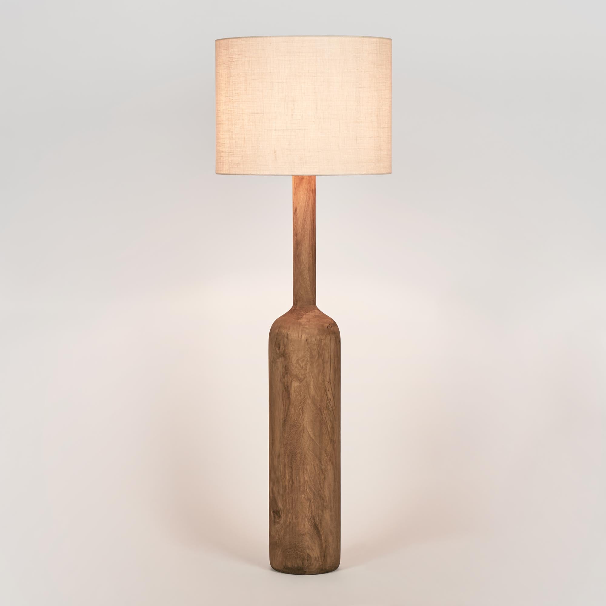 Flask Floor Lamp - Timber Base / Natural Shade