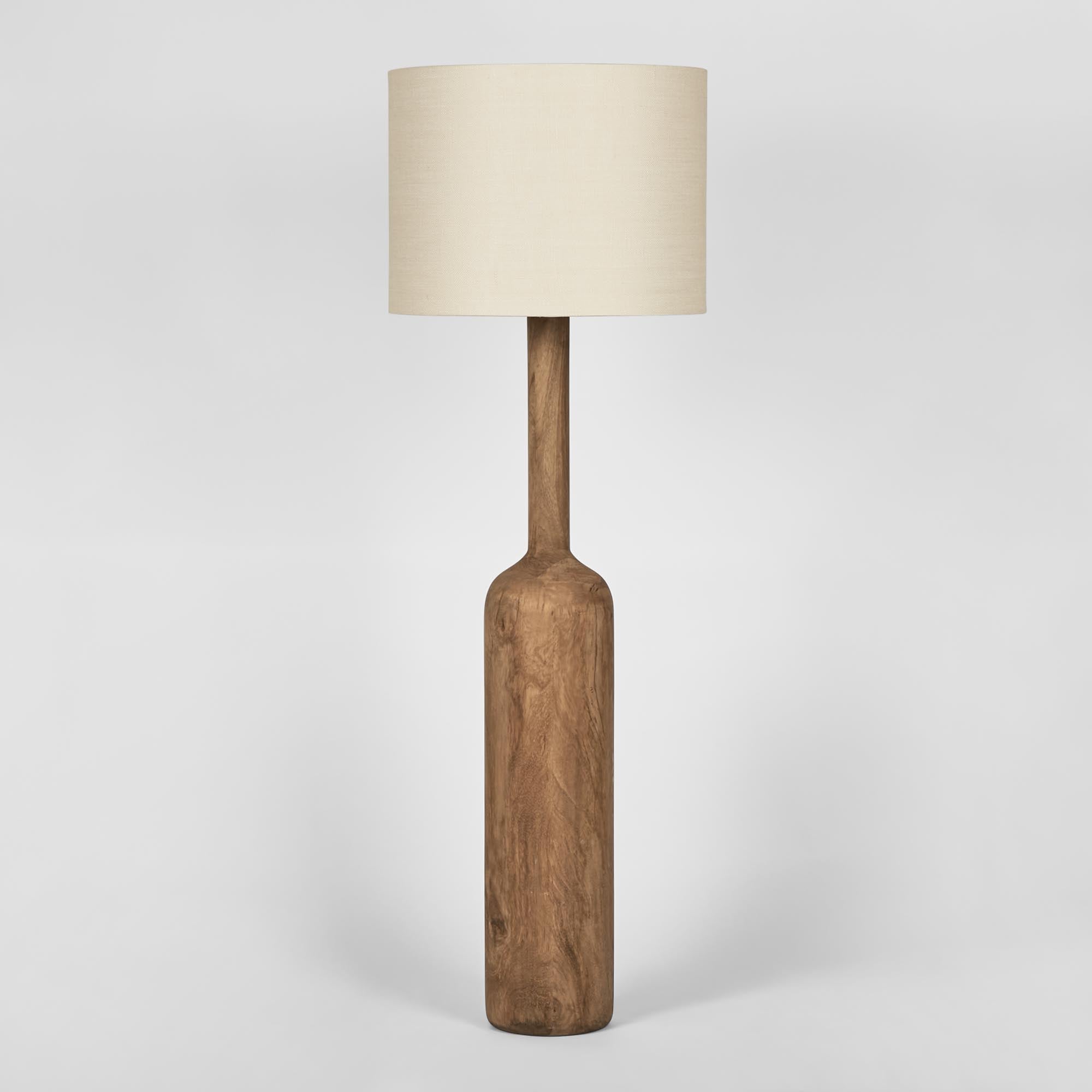 Flask Floor Lamp - Timber Base / Natural Shade