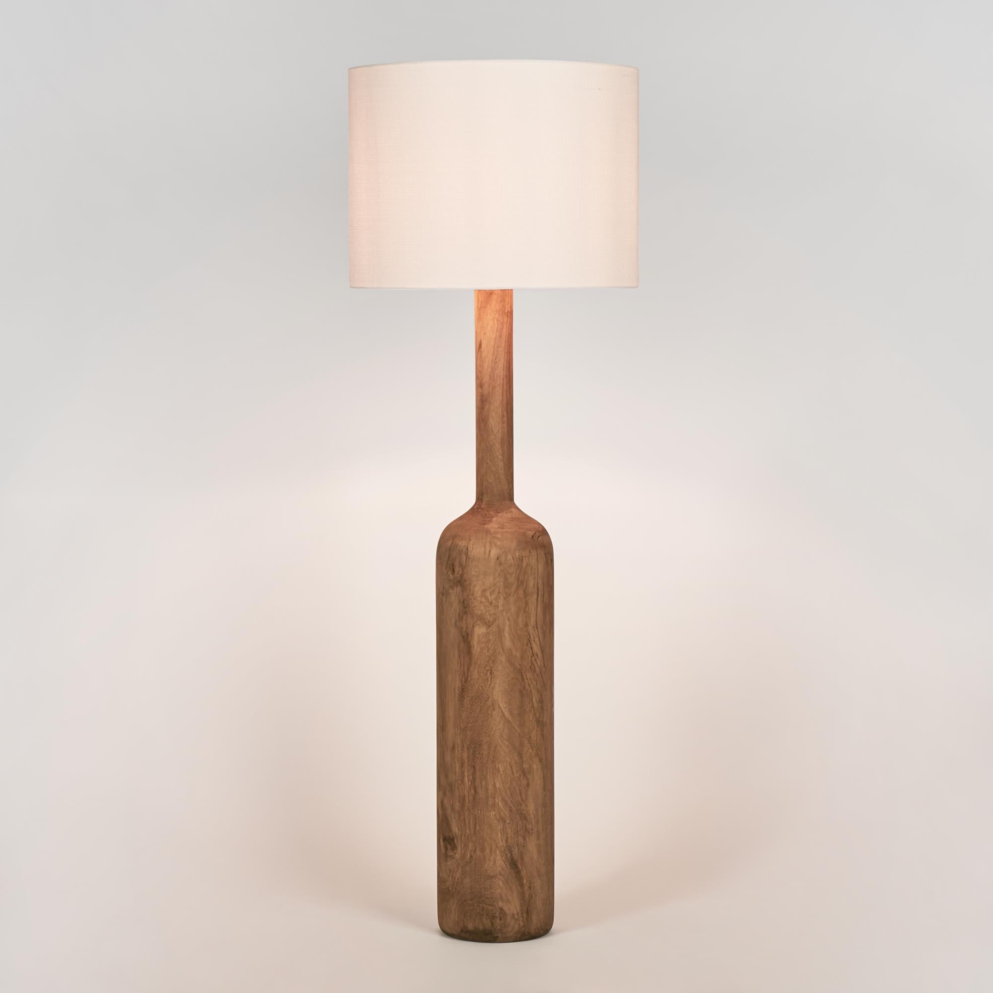 Flask Floor Lamp - Timber Base / White Shade