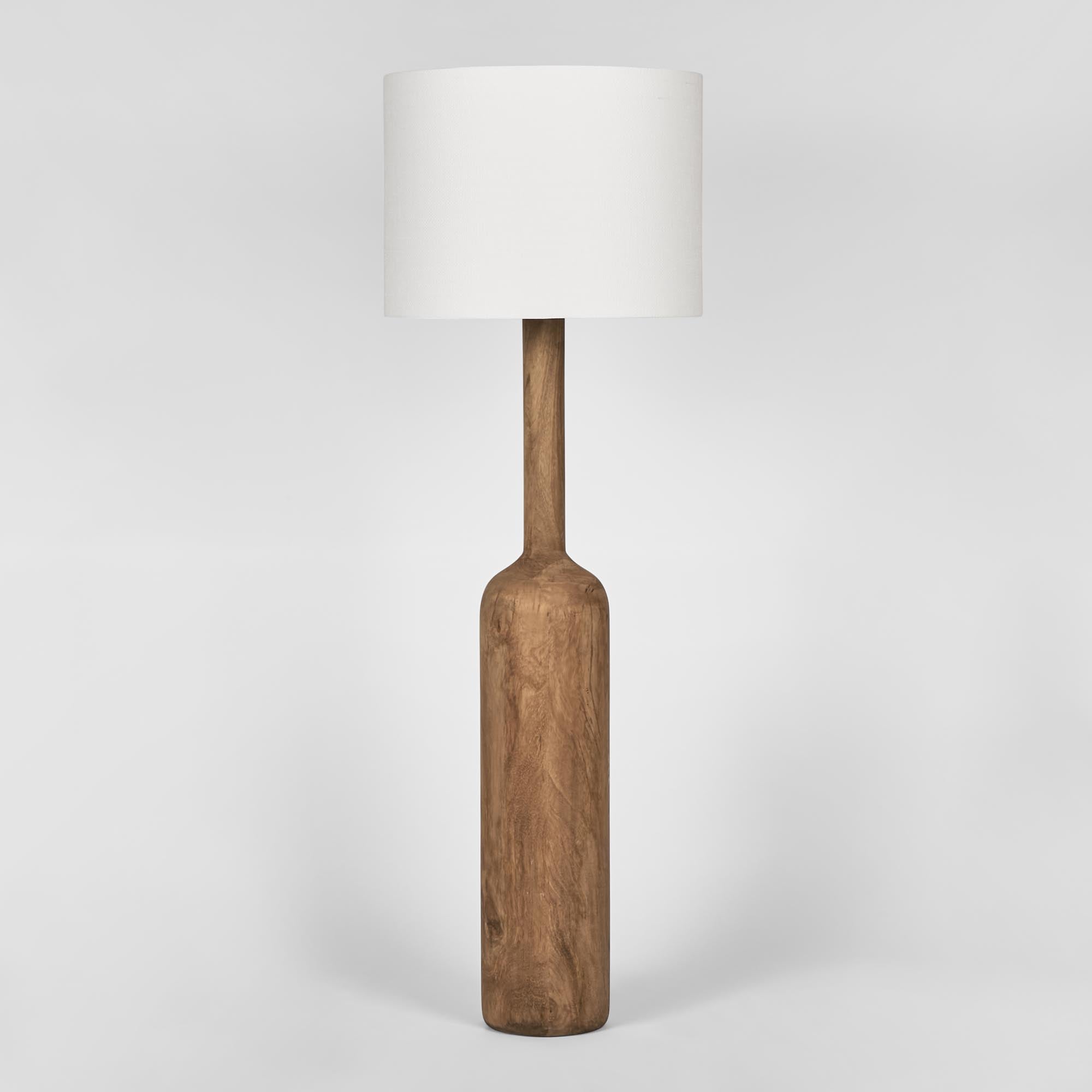 Flask Floor Lamp - Timber Base / White Shade