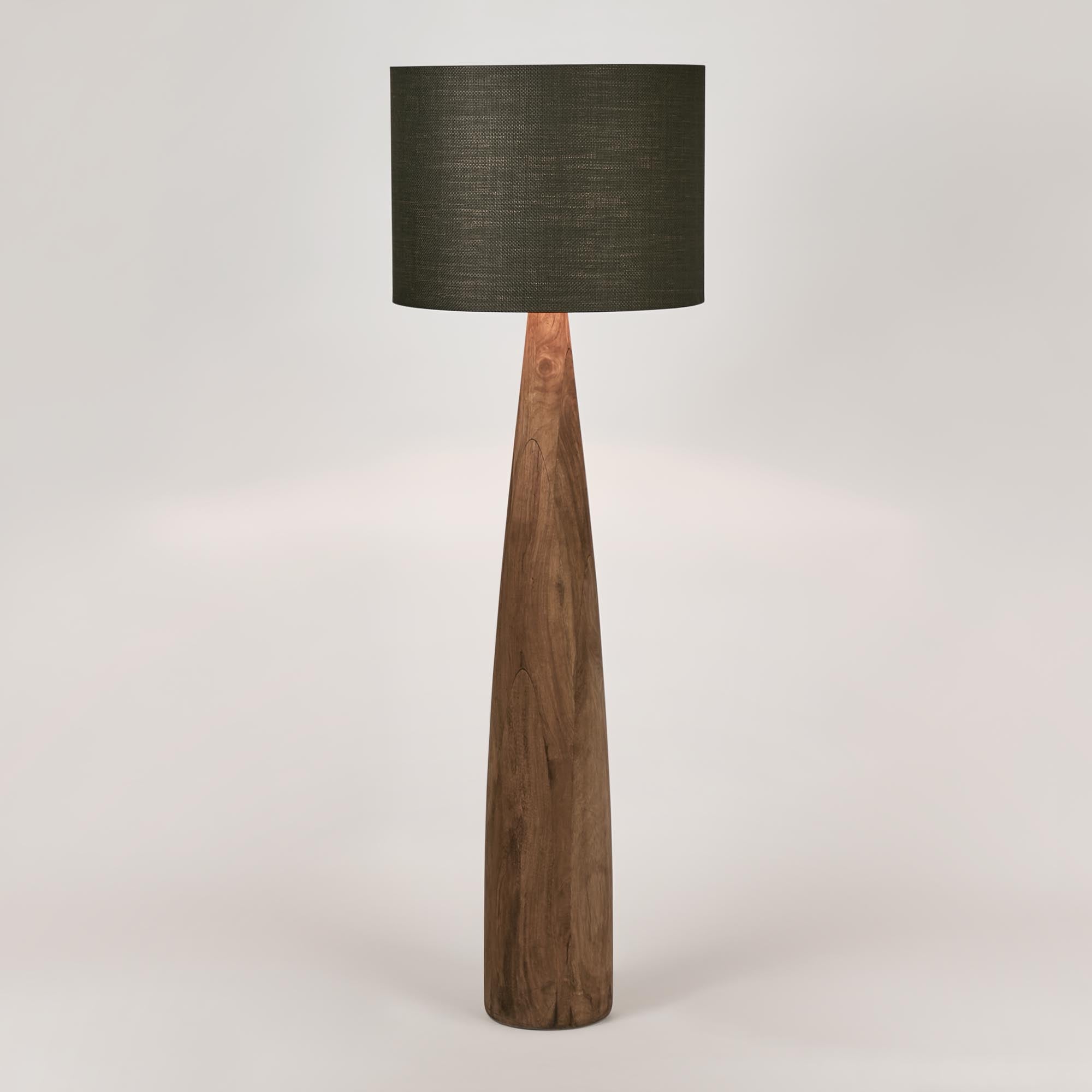 Samson Wood Floor Lamp - Black Shade