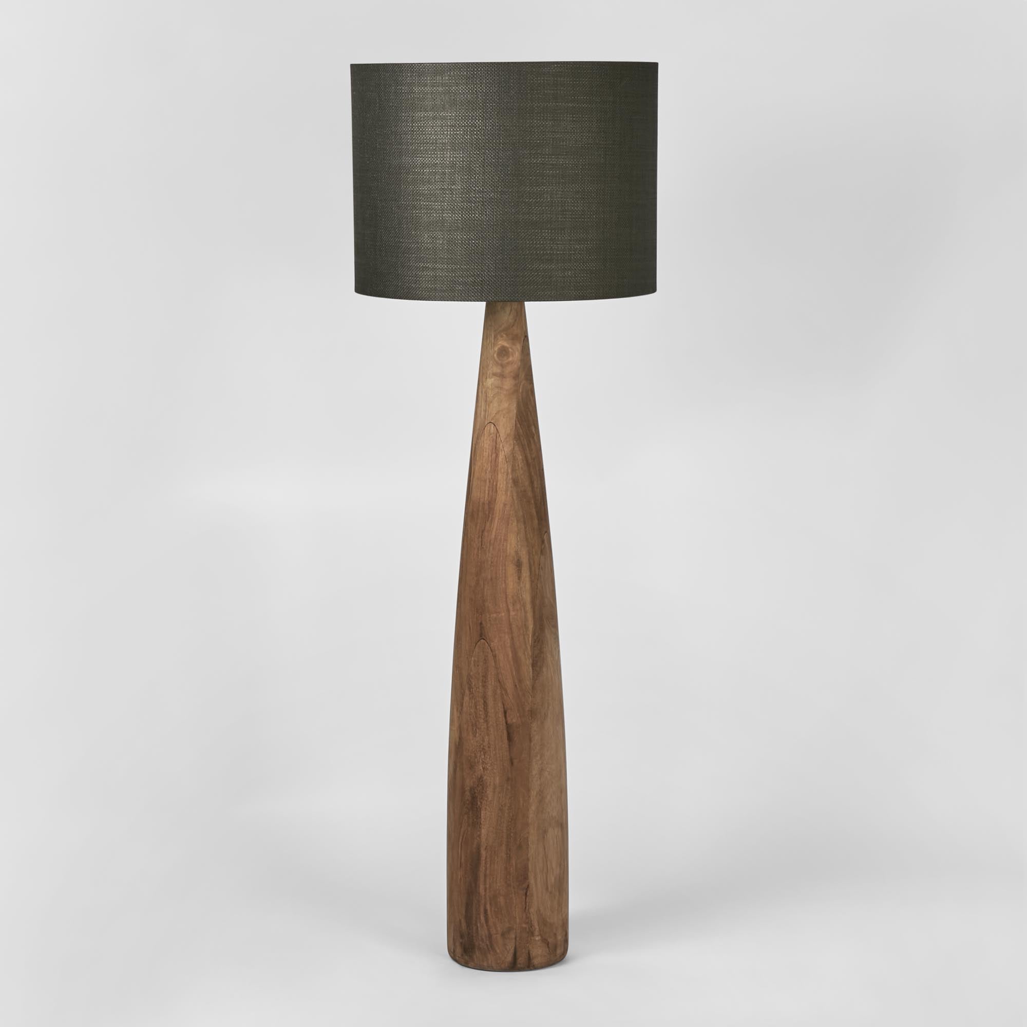 Samson Wood Floor Lamp - Black Shade