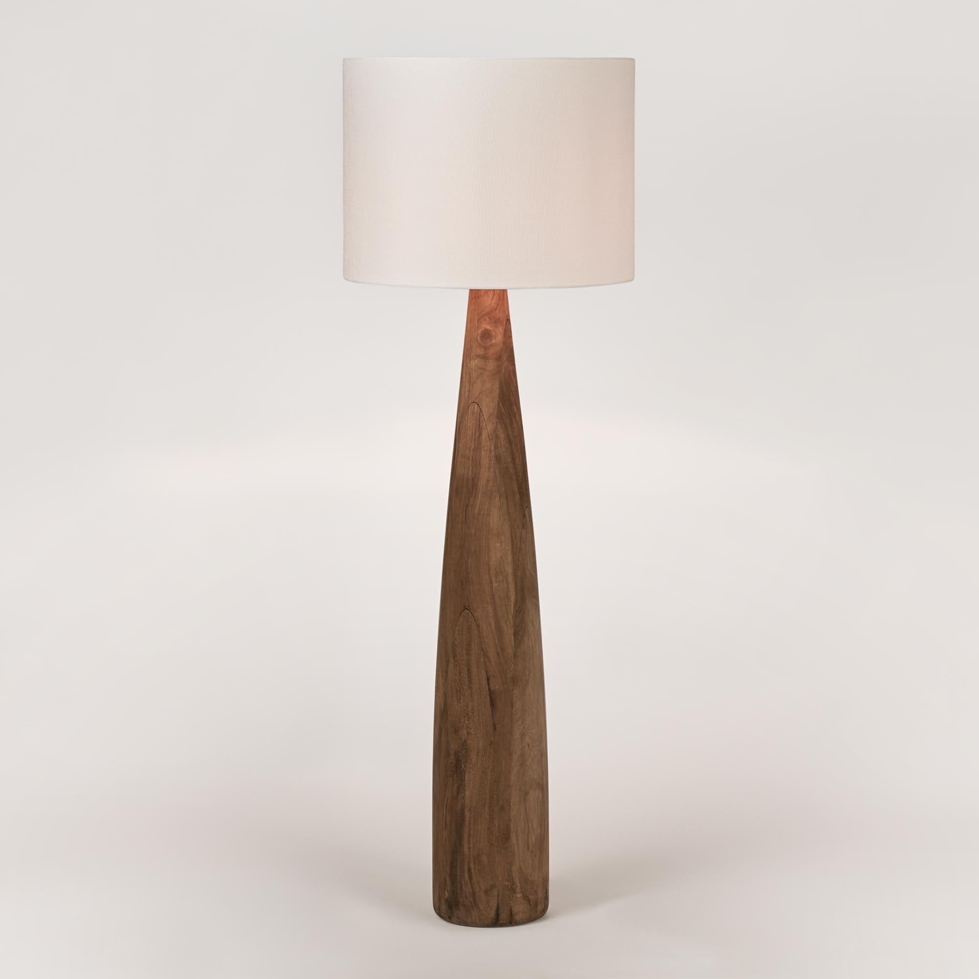 Samson Wood Floor Lamp - White Shade