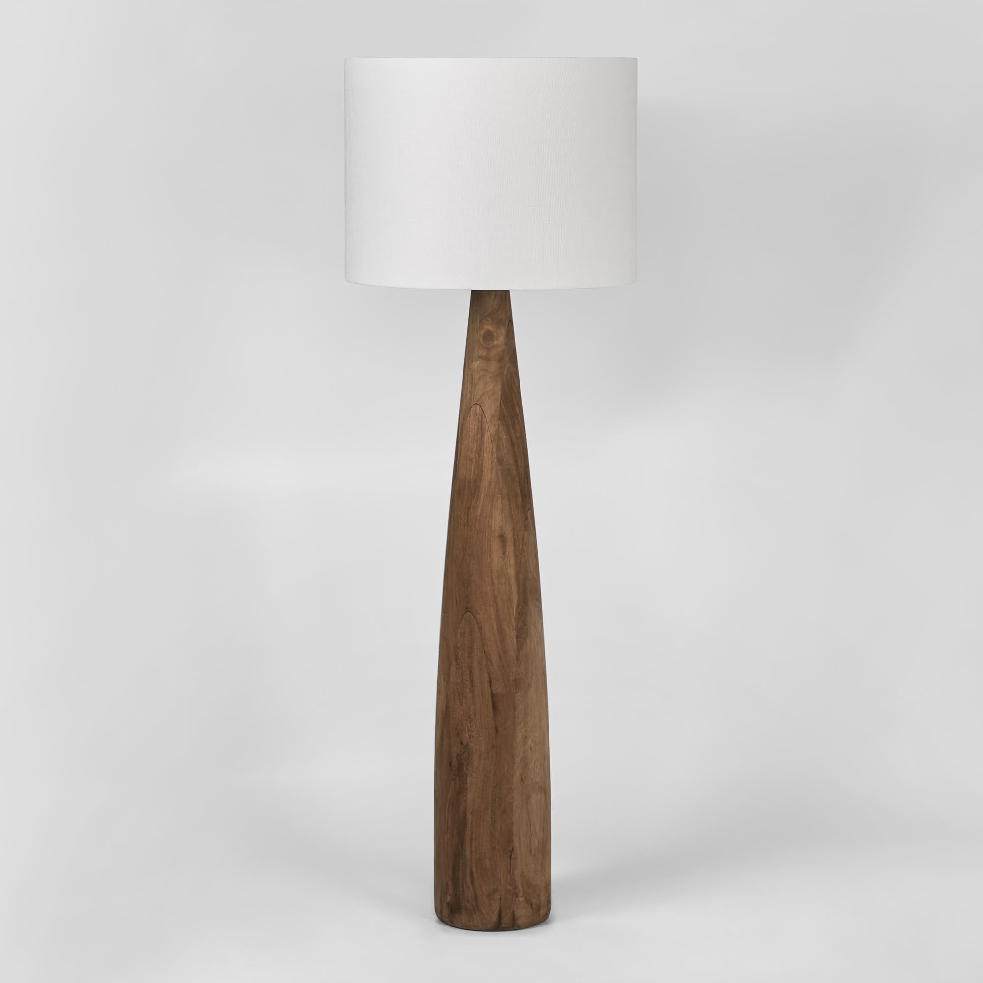 Samson Wood Floor Lamp - White Shade