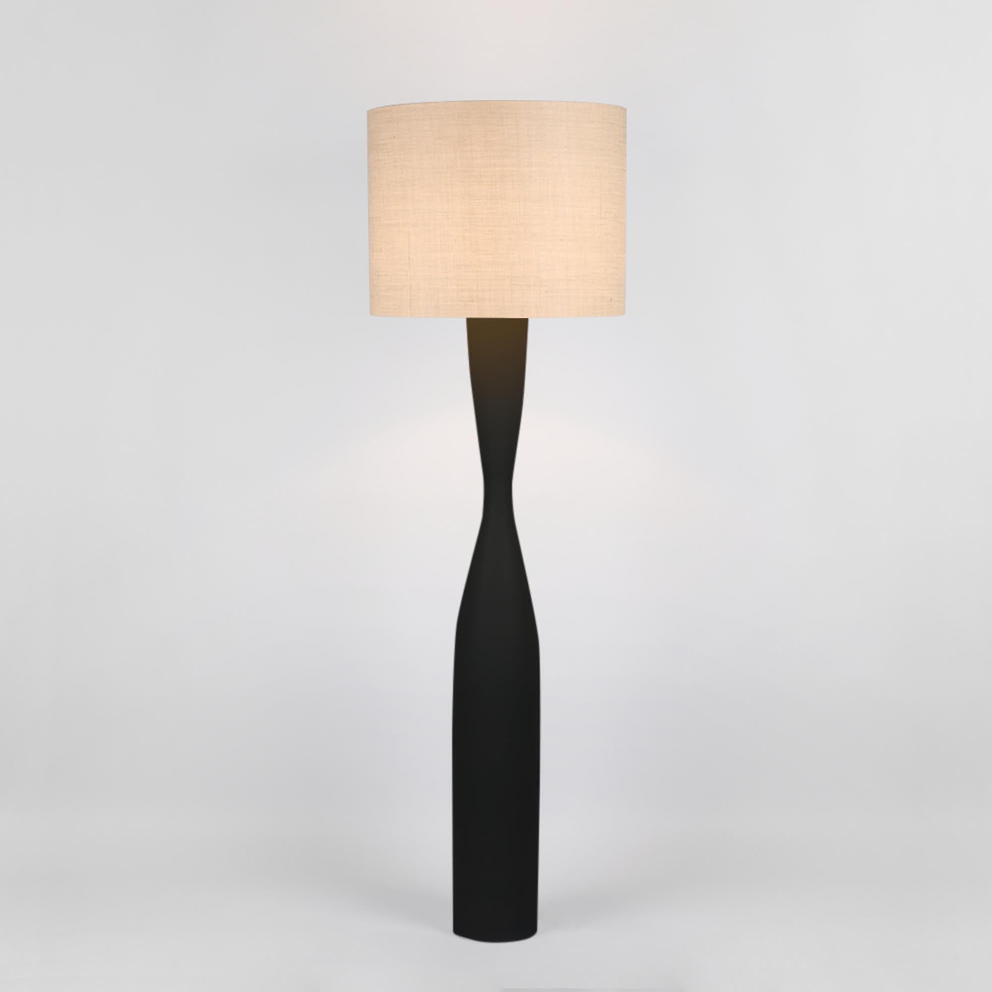 Callum Floor Lamp - Black / Natural Shade
