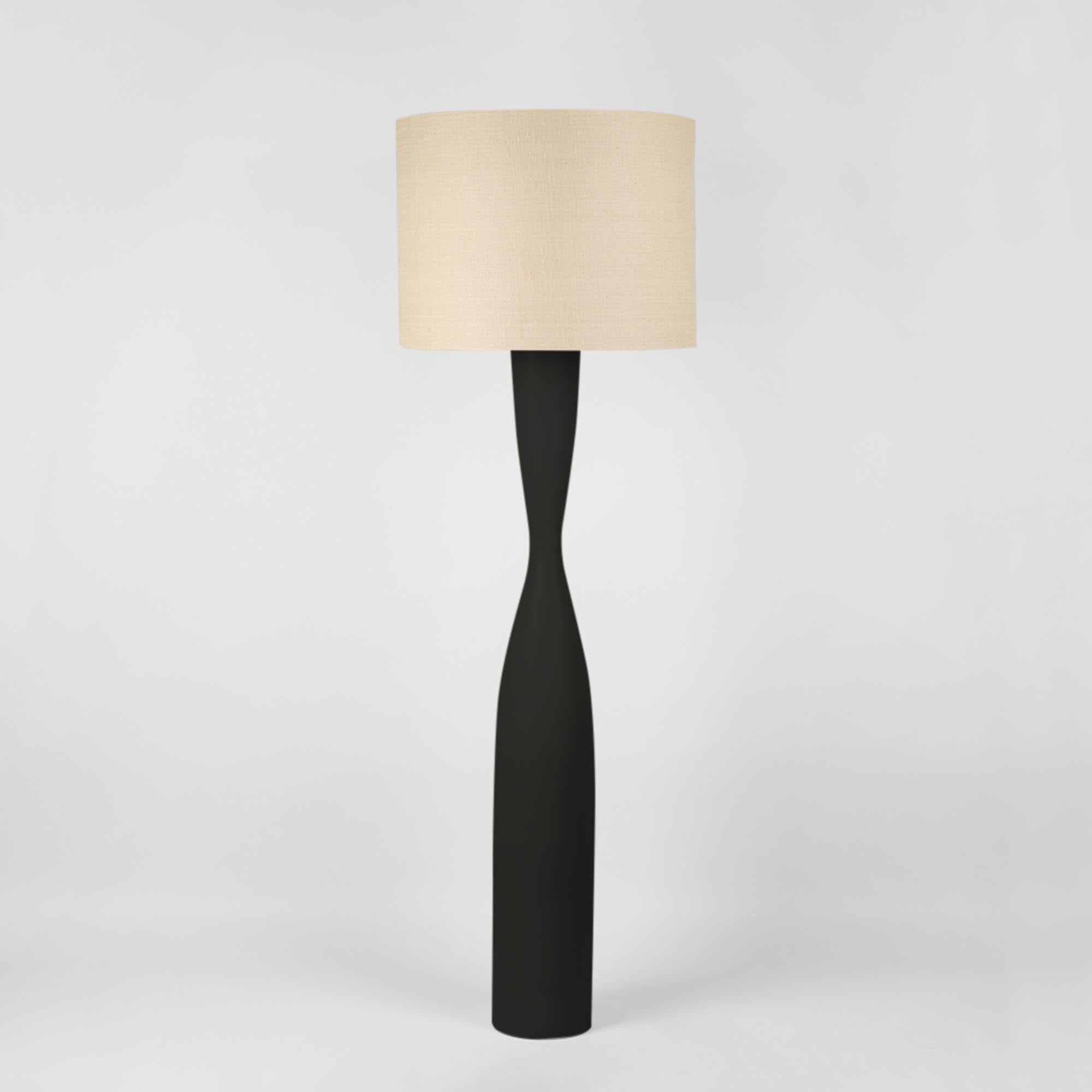 Callum Floor Lamp - Black / Natural Shade