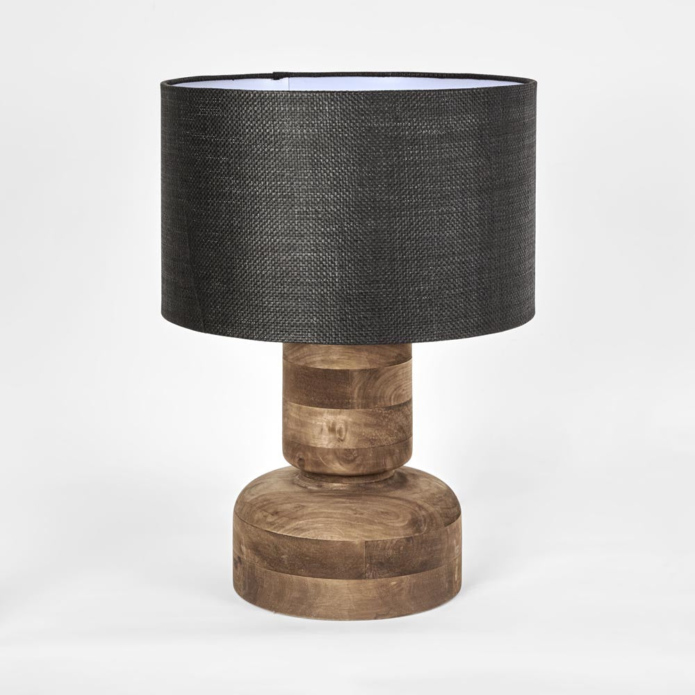 Clem Timber Table Lamp - Black Shade