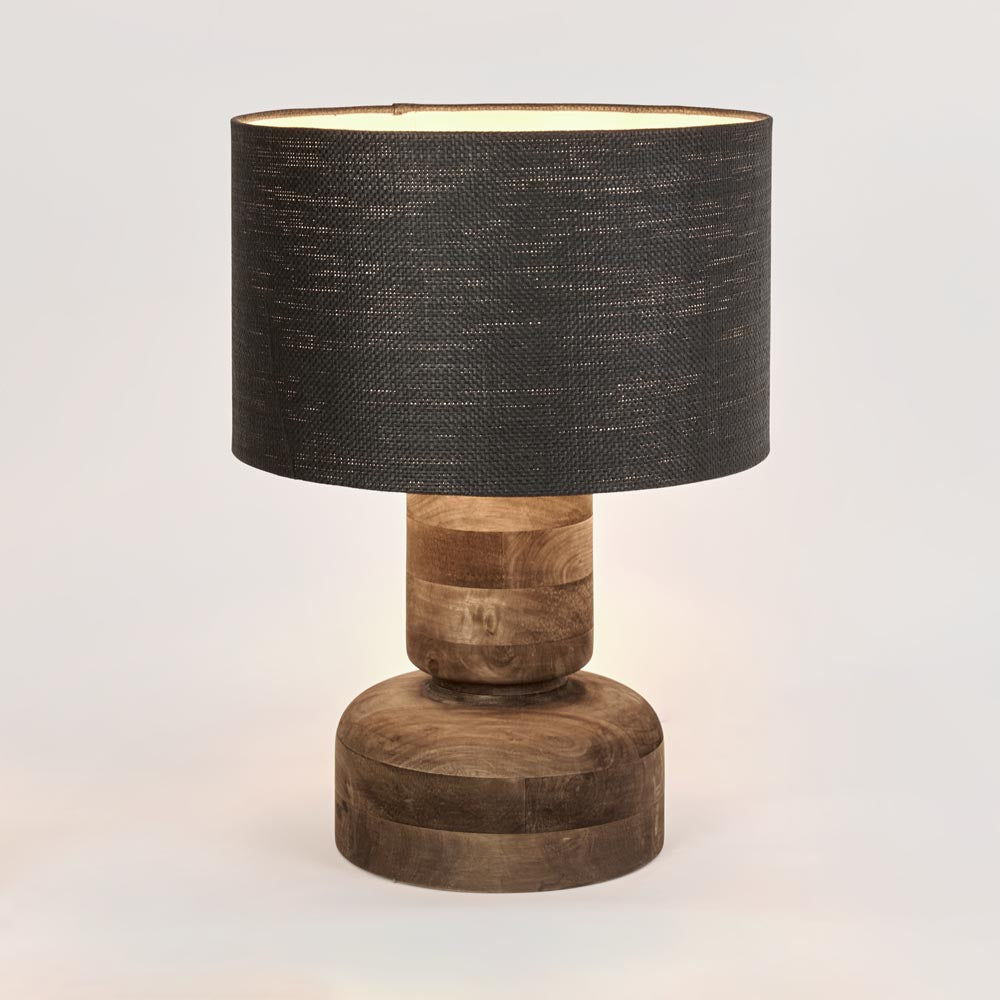 Clem Timber Table Lamp - Black Shade