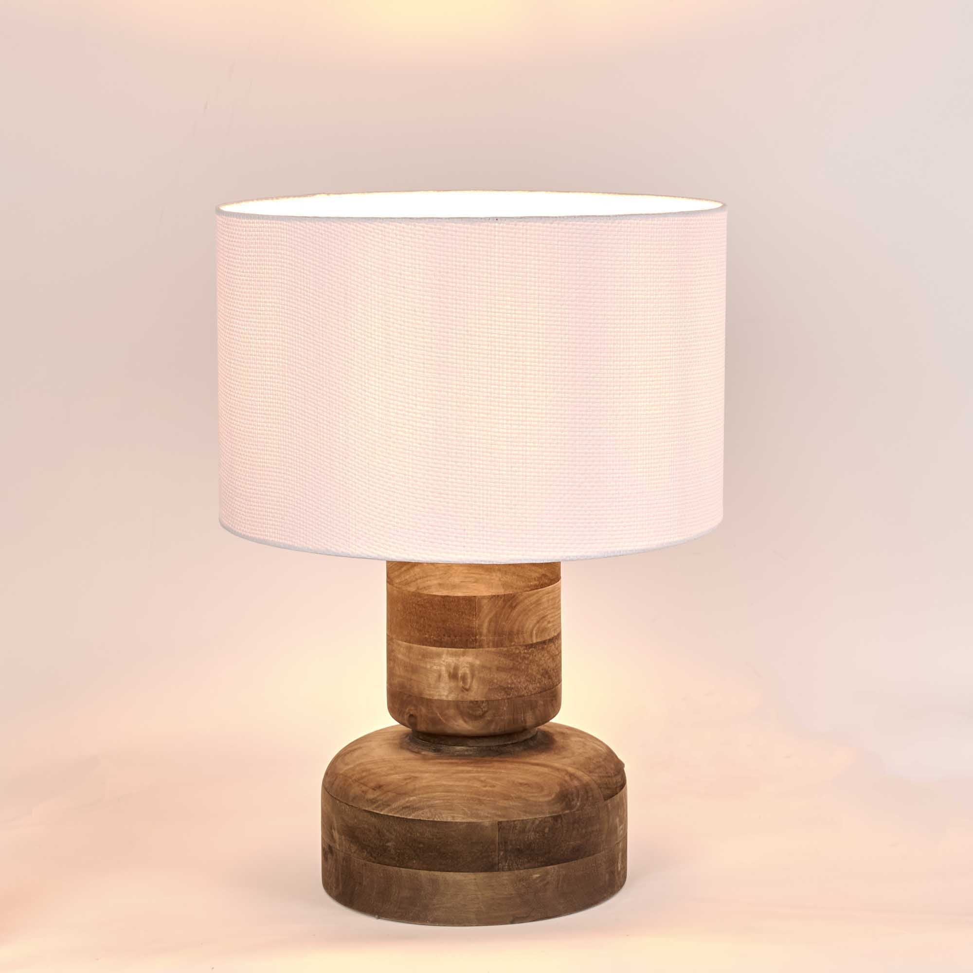Clem Timber Table Lamp - White Shade