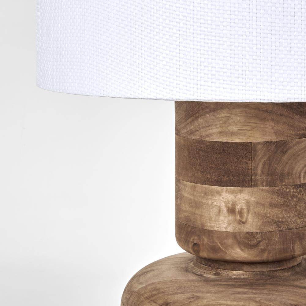 Clem Timber Table Lamp - White Shade